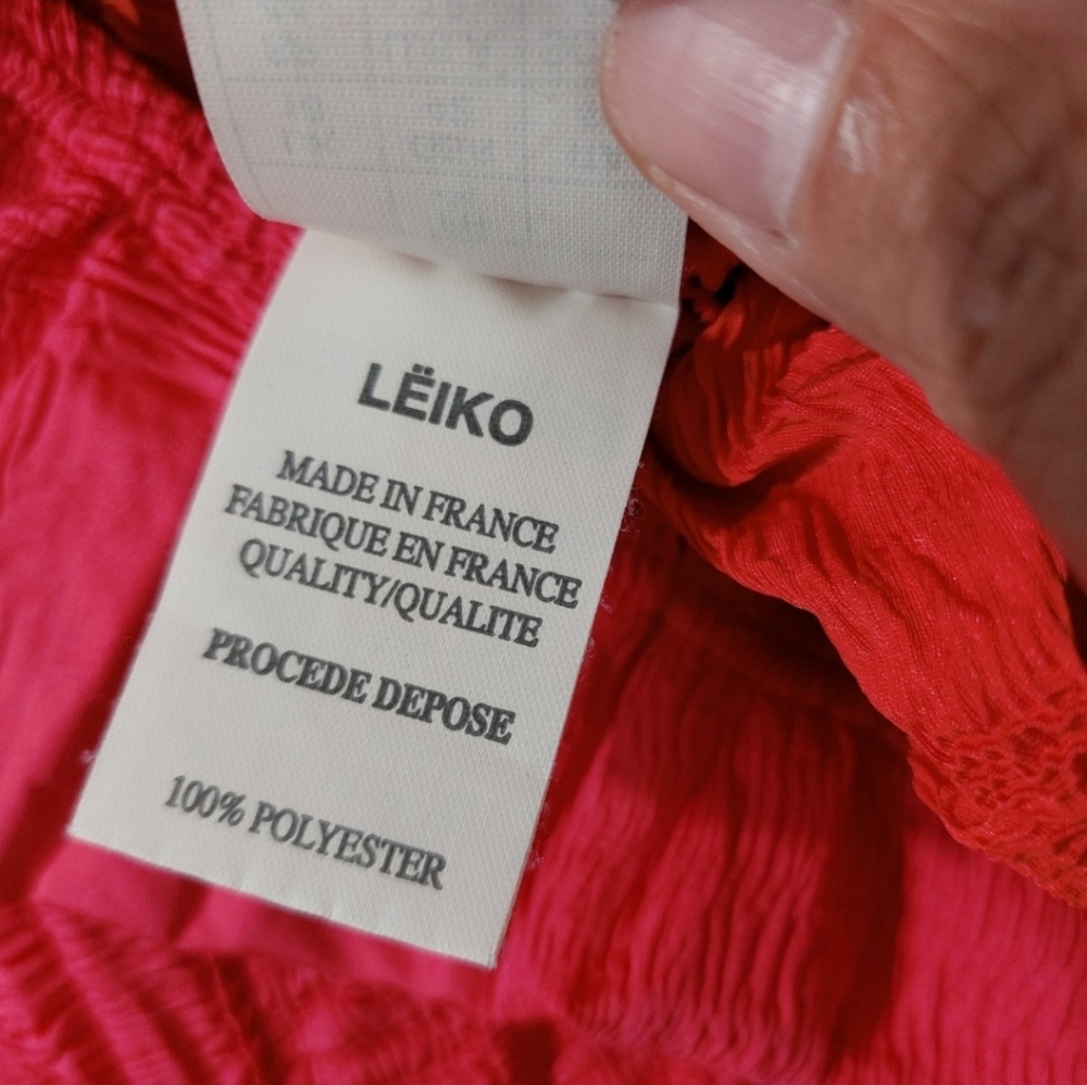 Lëiko Made in France Pink Crinkle Finish Asymmetric Midi Skirt Women's Size 12 - Picture 6 of 8